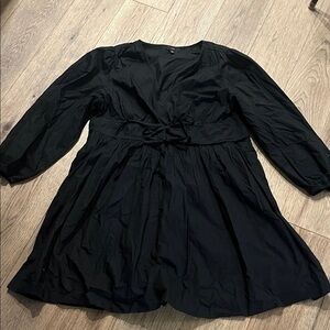 J CREW black v neck cotton poplin mini dress, size 20